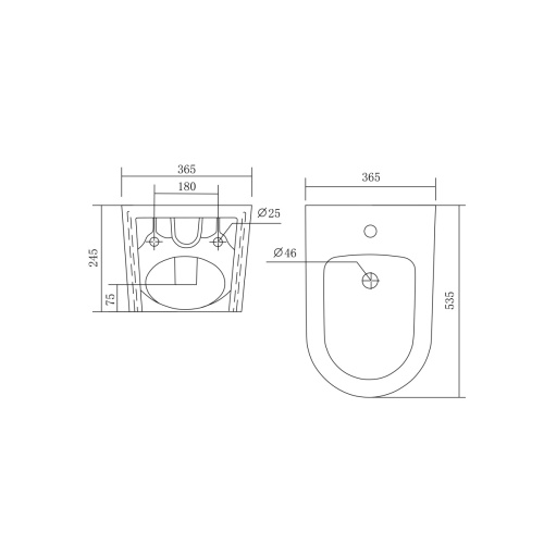 Биде подвесное Aquatek ОБЕРОН/ БЕТТА AQ0516-00 цвет белый - фото 3